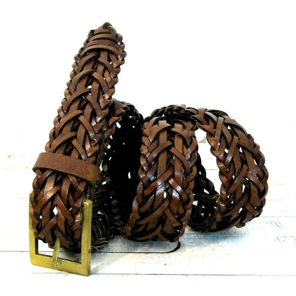 CLASSIC BROWN GENUINE LEATHER 1.25"Wide CASUAL WOMEN'S BELT Sz M/L (T93) - Picture 2 of 8